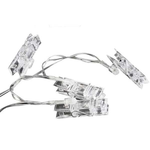 Encontraproduto.com.br - Pisca Pisca Prendedor Com 12 Prendedores De Led 2 Metros - Branco Quente à Pilha