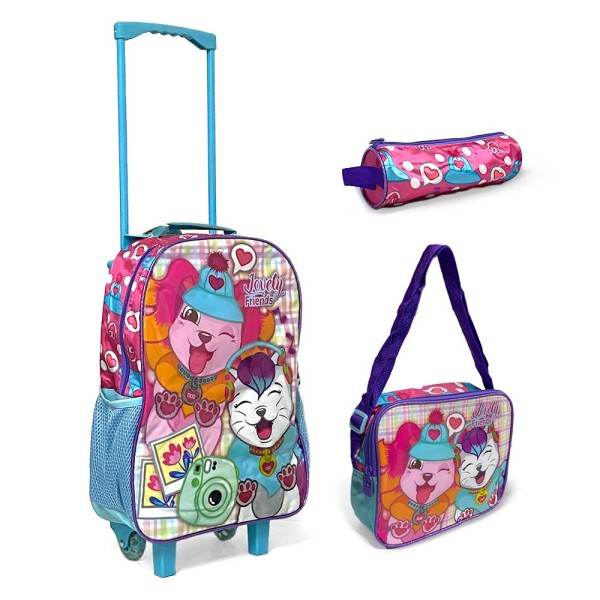 Encontraproduto.com.br - Kit Mochila De Rodinha, Lancheira E Estojo Lovely Friends Sortida Winth