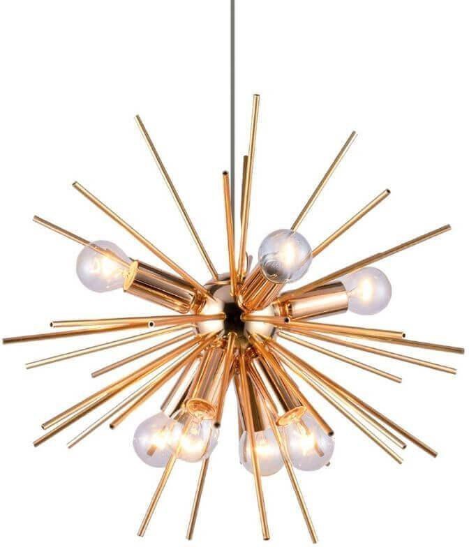 Pendente 12 Lâmpadas Astro E14 Aço e PP Orluce Or1191 Dourado Bivolt