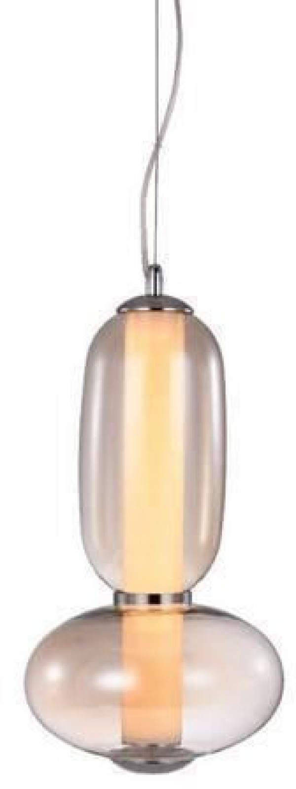 Pendente LED Bolla 30W 3000K Aço e Vidro Orluce OR1243 Ambar e Cromado Bivolt