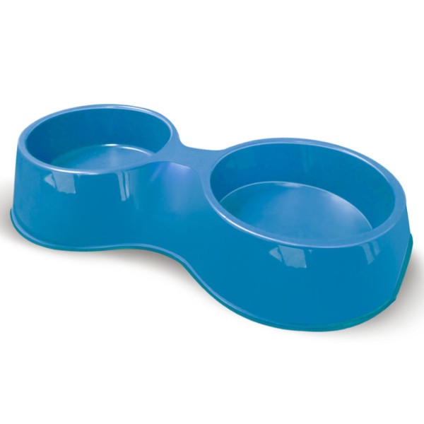 Encontraproduto.com.br - Comedouro Plástico Pop Duplo  N1 - 500 Ml Azul - Furacão Pet