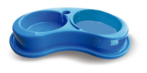 Encontraproduto.com.br - Comedouro Plástico Anti-Formiga Joy Duplo 600Ml - P Azul - Furacão Pet