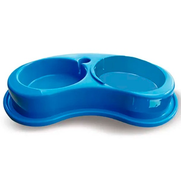 Encontraproduto.com.br - Comedouro Plástico Anti-Formiga Joy Duplo 600Ml - P Azul - Furacão Pet