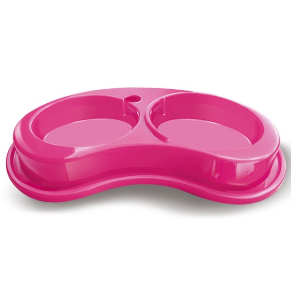 Encontraproduto.com.br - Comedouro Plástico Anti-Formiga Joy Duplo 600Ml - P Rosa - Furacão Pet