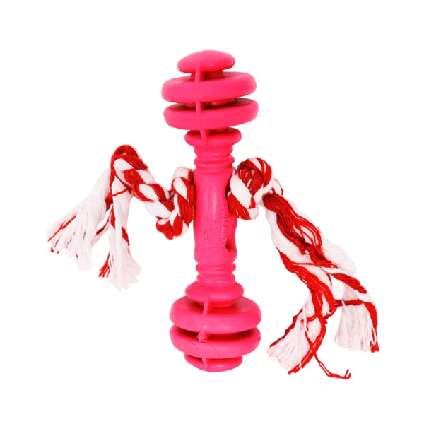Encontraproduto.com.br - Halteres Macico De Borracha Corda - Vermelho - Furacão Pet