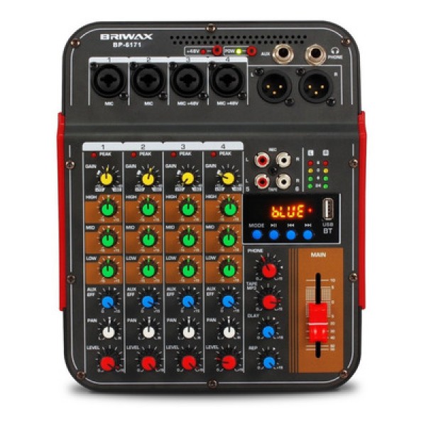Encontraproduto.com.br - Mesa De Som Briwax Profissional 4 Canais Console Bivolt 48V