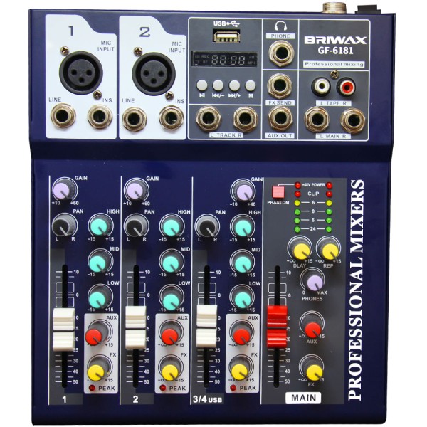 Console Mesa Som Briwax 4 Canais Gf-6181 Bivolt Misturador