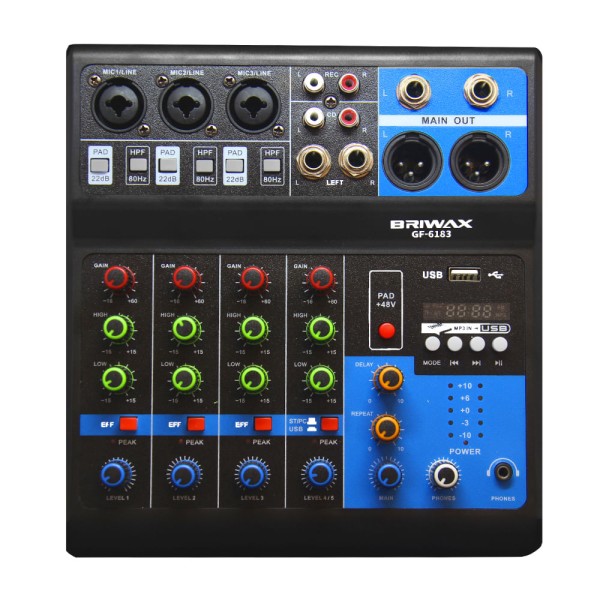 Encontraproduto.com.br - Console Mesa Som Profissional 5 Canais Gravação Computador