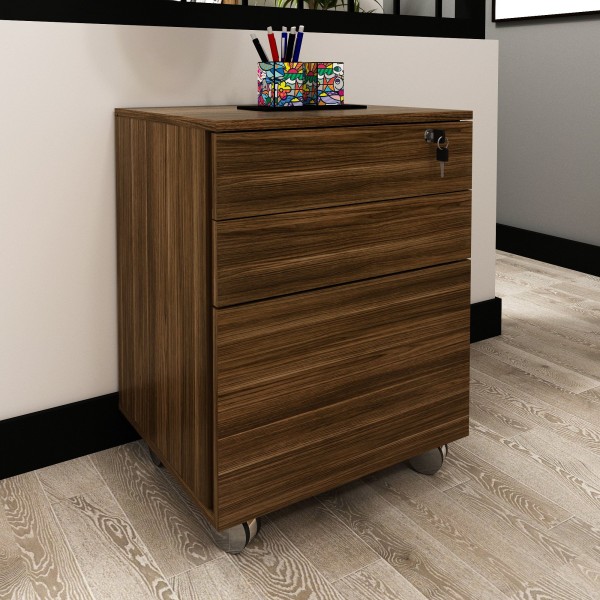 Encontraproduto.com.br - Gaveteiro com Chave 3 Gavetas Charme Espresso Móveis Nogal