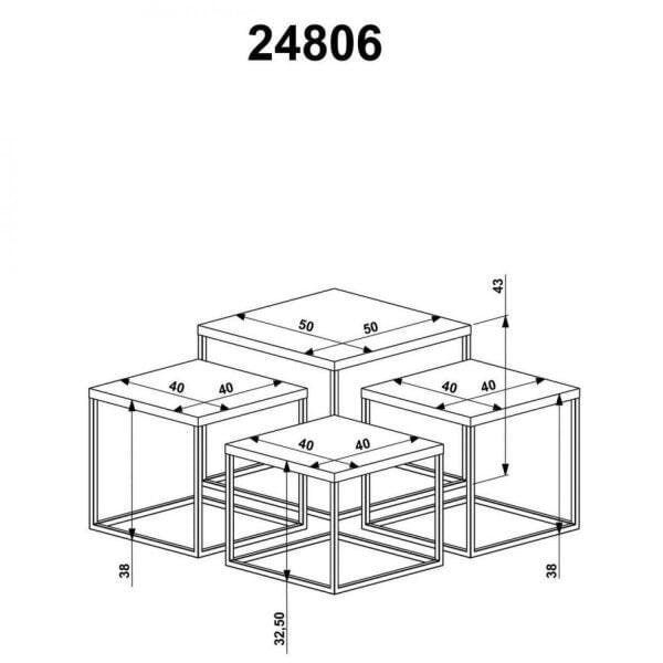 Encontraproduto.com.br - Conjunto Com 3 Mesas De Centro Cube Artesano Vermont