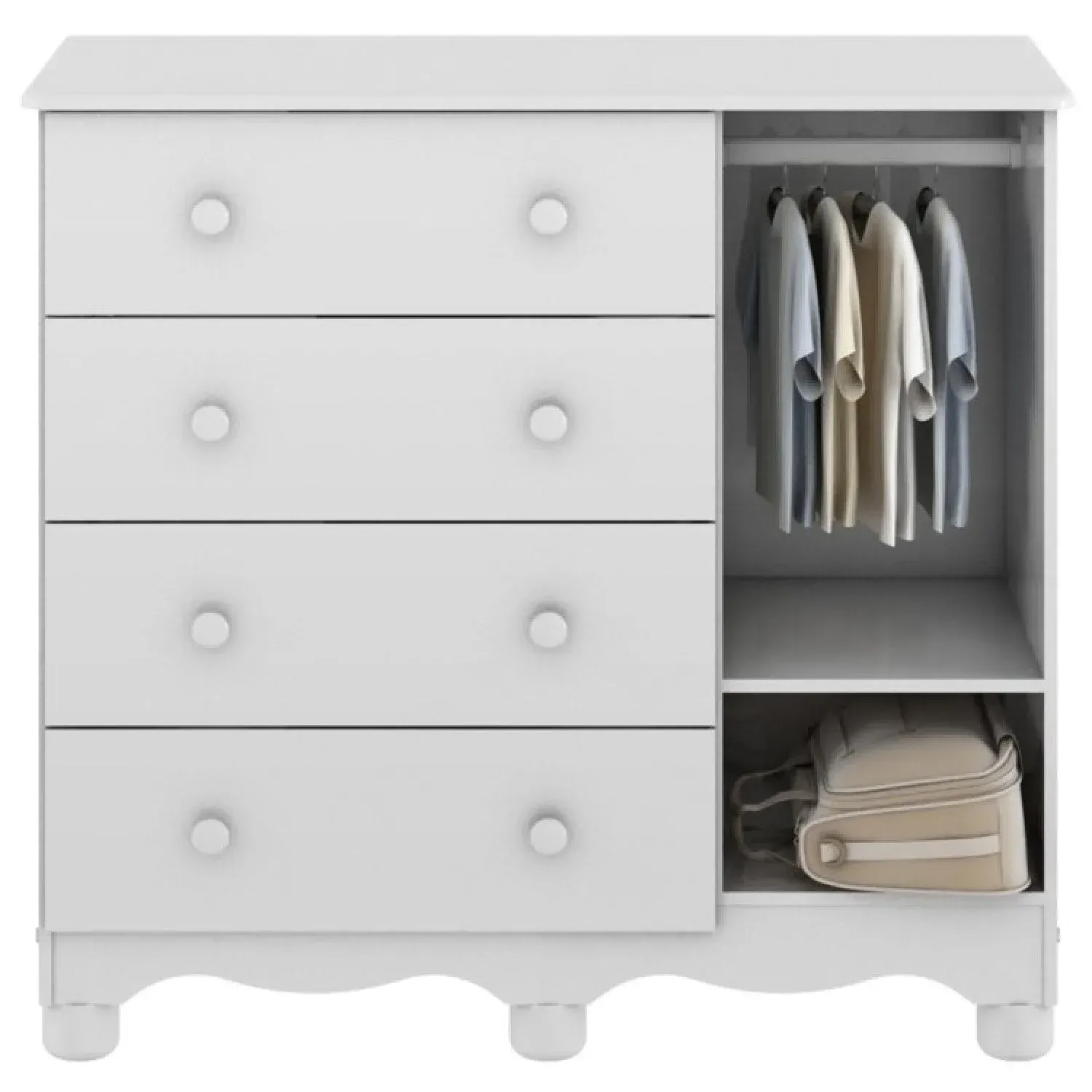 Encontraproduto.com.br - Quarto de Bebê Completo com Cômoda Guarda Roupa com Janela e Berço 100% MDF Uli Branco Brilho