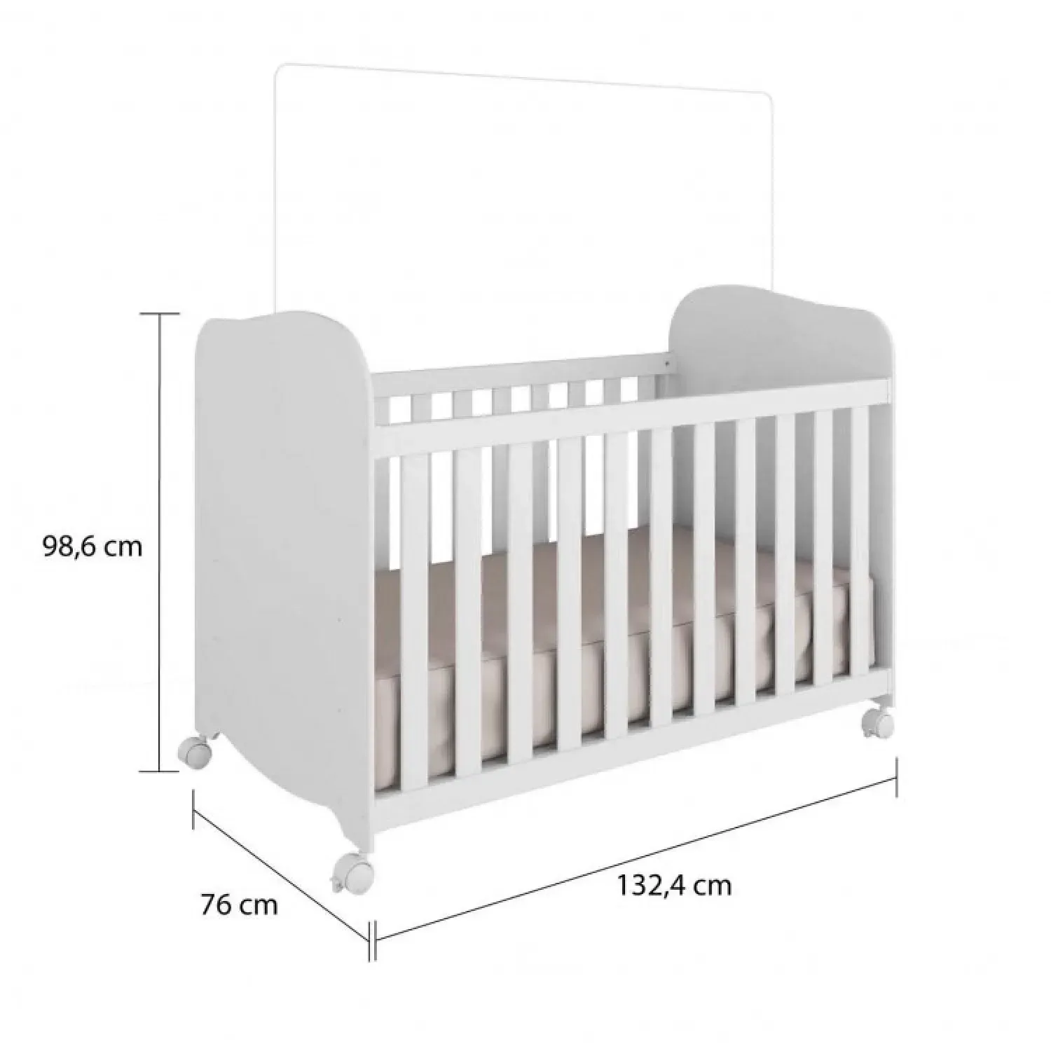 Encontraproduto.com.br - Quarto de Bebê Completo com Cômoda Guarda Roupa com Janela e Berço 100% MDF Uli Branco Brilho