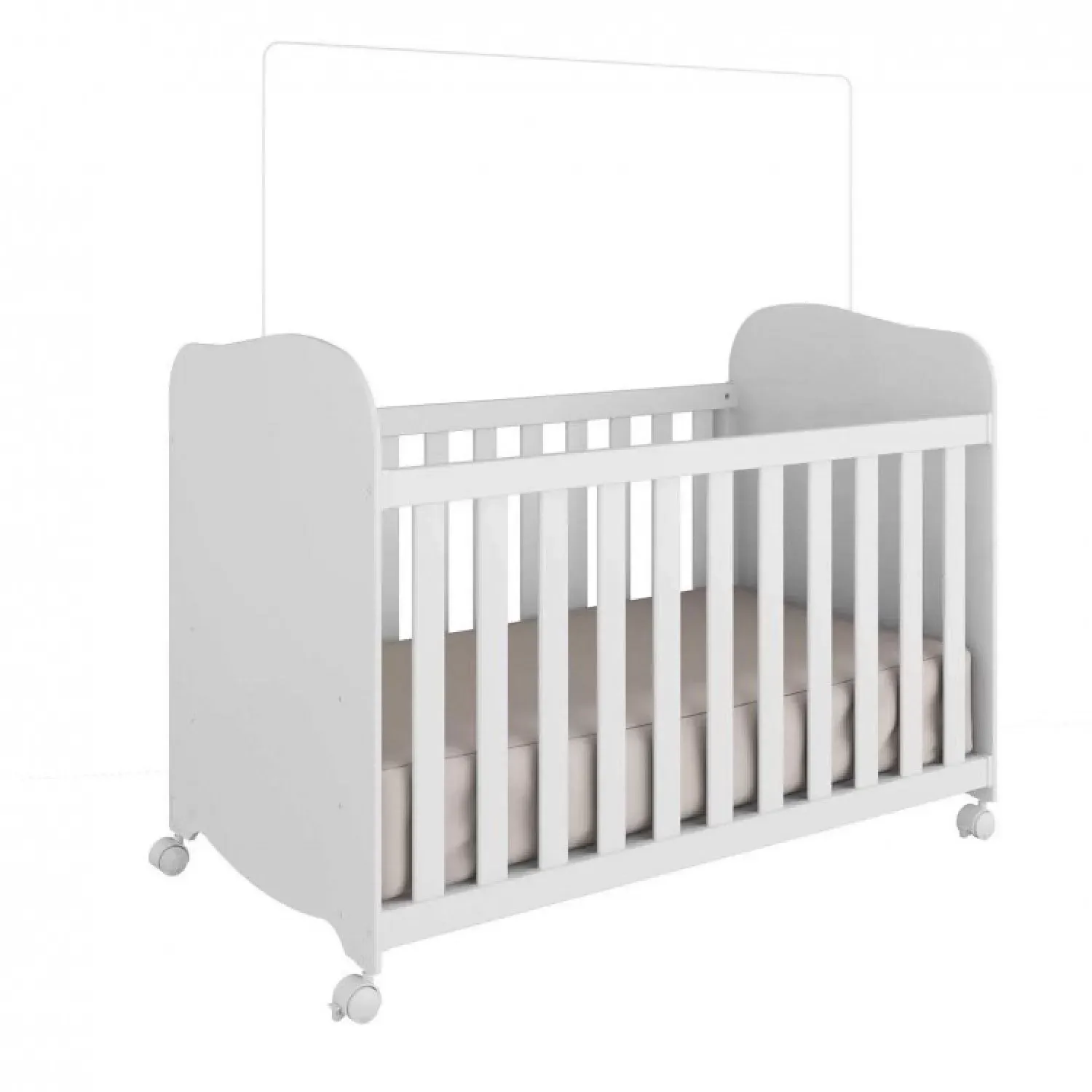 Encontraproduto.com.br - Quarto de Bebê Completo com Cômoda Guarda Roupa com Janela e Berço 100% MDF Uli Branco Brilho