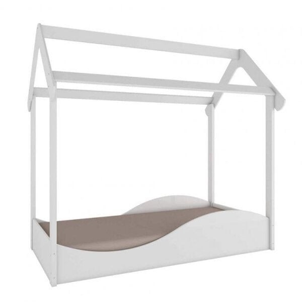 Encontraproduto.com.br - Quarto Infantil com Cama Montessoriana Cômoda Prateleira e 2 Nichos Móveis Peroba Branco