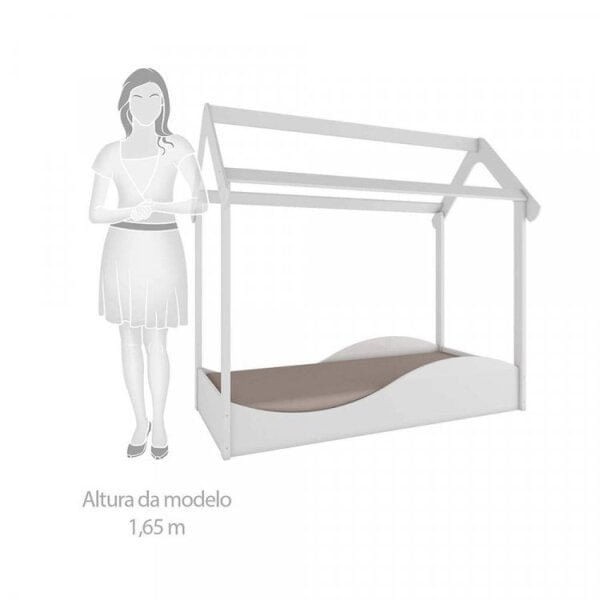 Encontraproduto.com.br - Quarto Infantil com Cama Montessoriana Cômoda Prateleira e 2 Nichos Móveis Peroba Branco