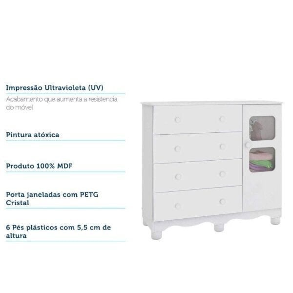 Encontraproduto.com.br - Quarto Infantil com Cama Montessoriana Cômoda Prateleira e 2 Nichos Móveis Peroba Branco