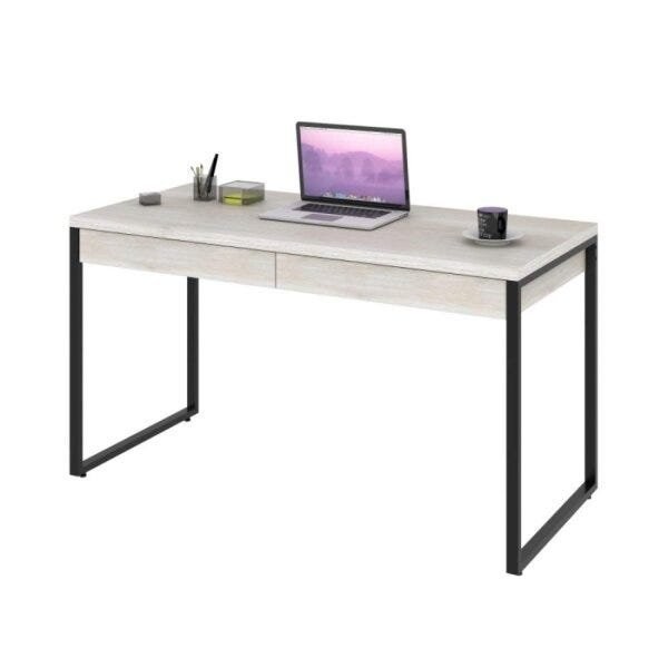 Encontraproduto.com.br - Mesa para Escritório 135cm 2 Gavetas Kuadra Snow