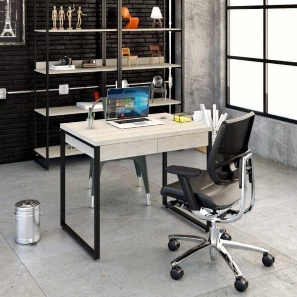 Encontraproduto.com.br - Mesa para Escritório 90cm 2 Gavetas Kuadra Snow