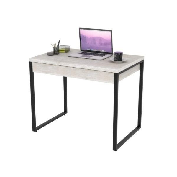 Encontraproduto.com.br - Mesa para Escritório 90cm 2 Gavetas Kuadra Snow