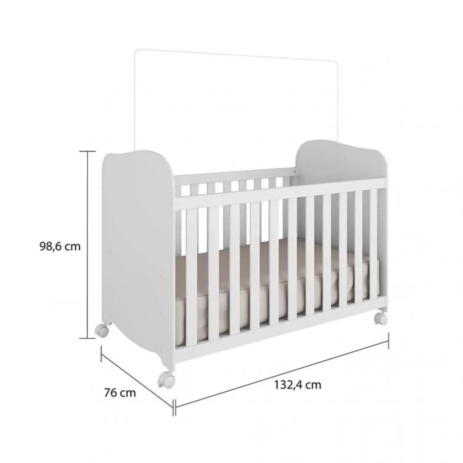 Encontraproduto.com.br - Quarto de Bebê Completo com Guarda Roupa Cômoda e Berço Mini Cama 100% MDF Pega-Pega Móveis Peroba Branco Brilho