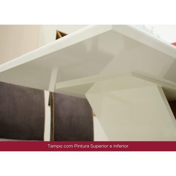 Encontraproduto.com.br - Mesa de Jantar com Tampo de Vidro 160cm Solus Móveis Nature/Off White