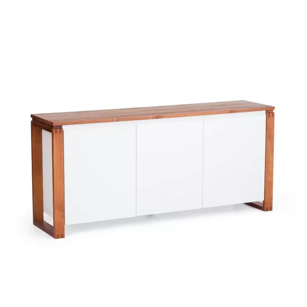 Encontraproduto.com.br - Buffet Aparador 3 Portas 1 Gaveta 160cm Craft Garapa/Branco