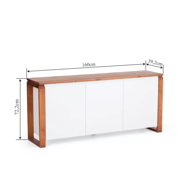 Encontraproduto.com.br - Buffet Aparador 3 Portas 1 Gaveta 160cm Craft Garapa/Branco
