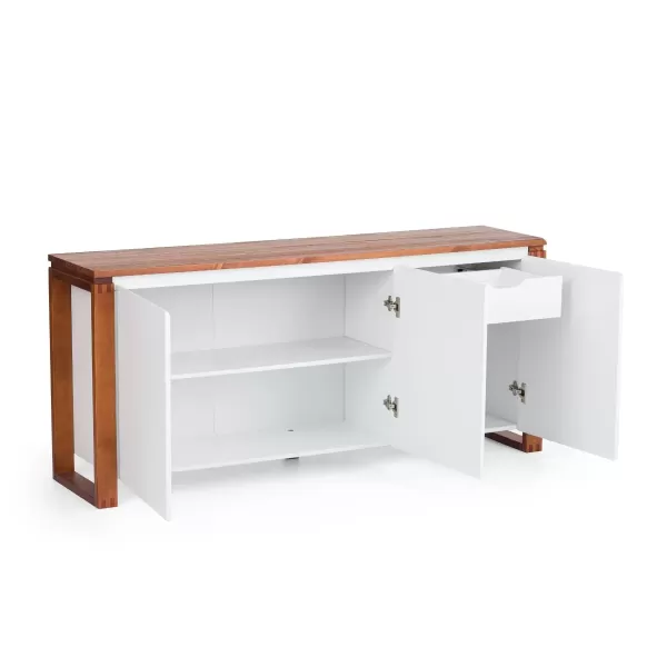 Encontraproduto.com.br - Buffet Aparador 3 Portas 1 Gaveta 160cm Craft Garapa/Branco