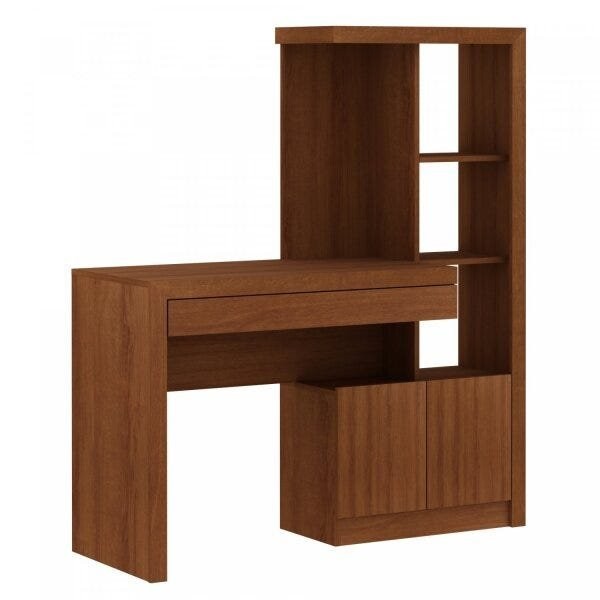 Encontraproduto.com.br - Escrivaninha com Estante 2 Portas 1 Gaveta Me4143 Tecno Mobili Amendoa