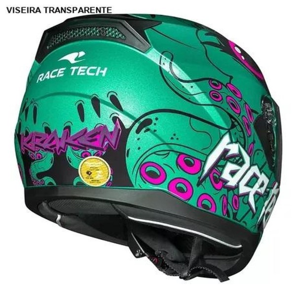 Encontraproduto.com.br - Capacete Race Tech Sector Kraken Verde E Rosa 58 (MP)