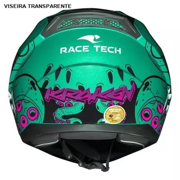 Encontraproduto.com.br - Capacete Race Tech Sector Kraken Verde E Rosa 58 (MP)