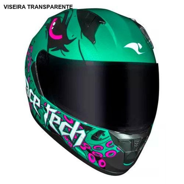 Encontraproduto.com.br - Capacete Race Tech Sector Kraken Verde E Rosa 58 (MP)