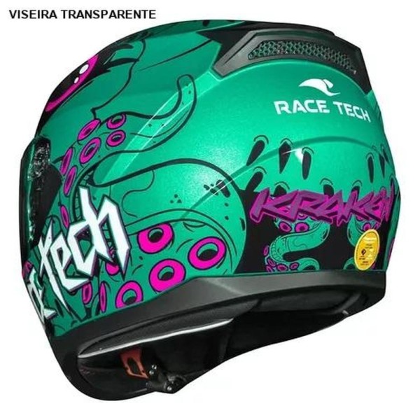 Encontraproduto.com.br - Capacete Race Tech Sector Kraken Verde E Rosa 58 (MP)