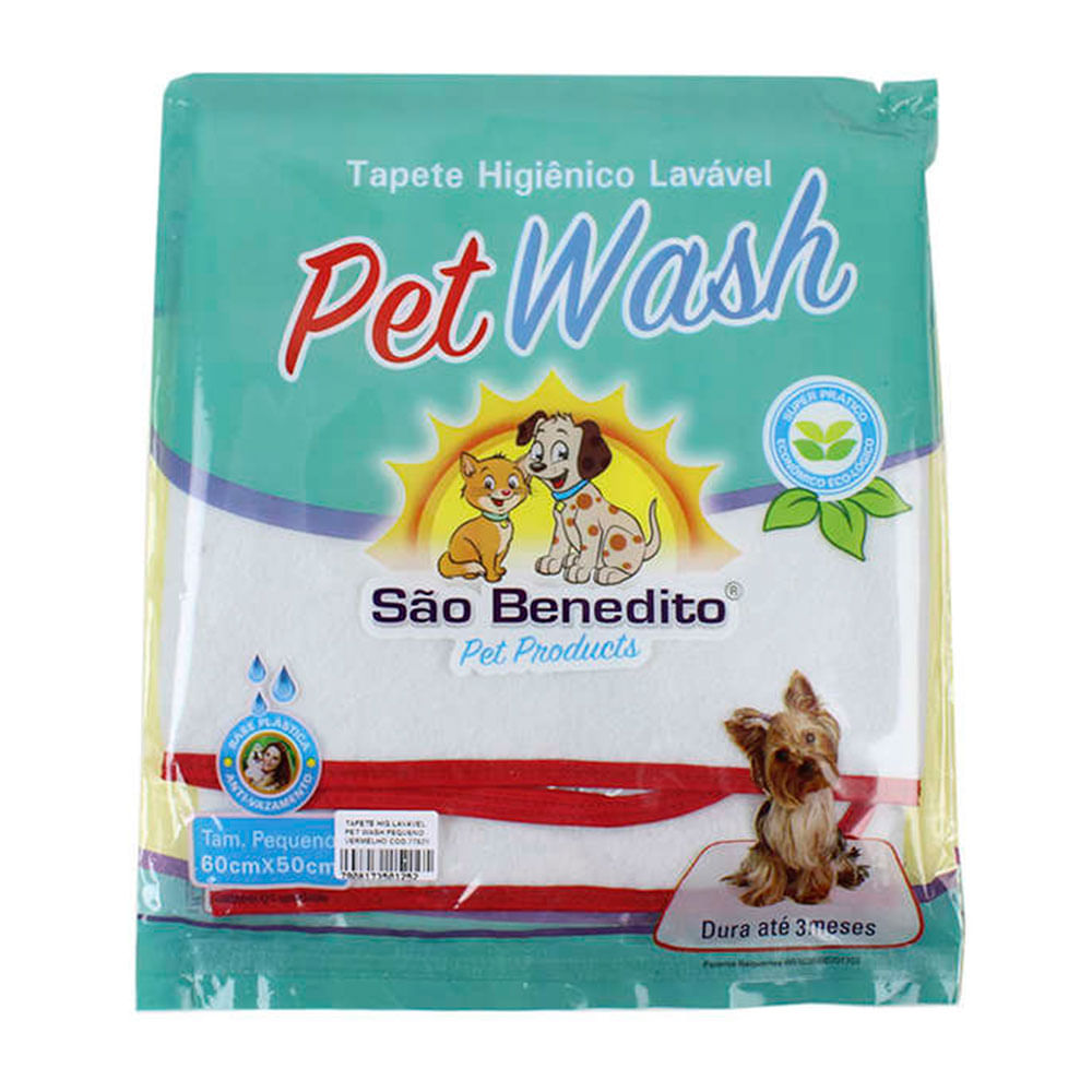 Encontraproduto.com.br - Tapete Higiênico Lavável Pet Wash São Benedito Pet Vermelho