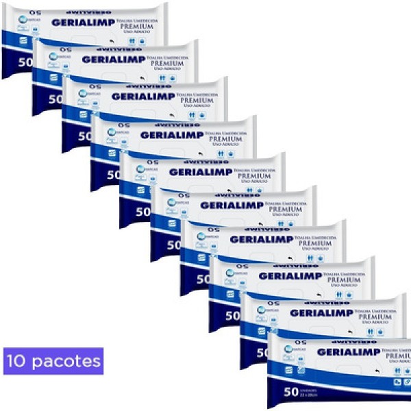 Toalha Umedecida Geriátrica Premium Gerialimp 22X20cm - 50 unidades