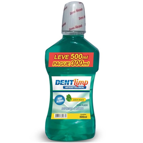 Encontraproduto.com.br - DENTLIMP ENXAG BUCAL MENTA LV 500ML PG 300ML