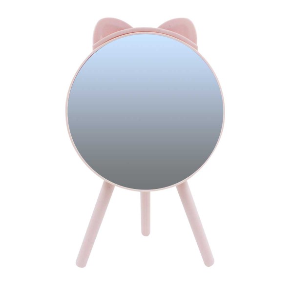 Encontraproduto.com.br - Espelho de Mesa Gatinho C/ Pente 14,5cm em Vidro Interponte