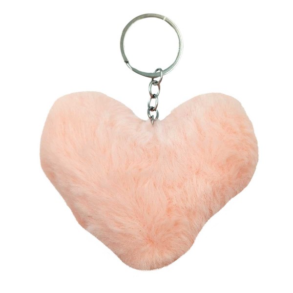 Encontraproduto.com.br - Chaveiro Coração Pompom 10x10cm em Poliéster Interponte