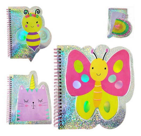 Caderno Holográfico Personagens 60 Folhas 19x15cm Em Papel Interponte