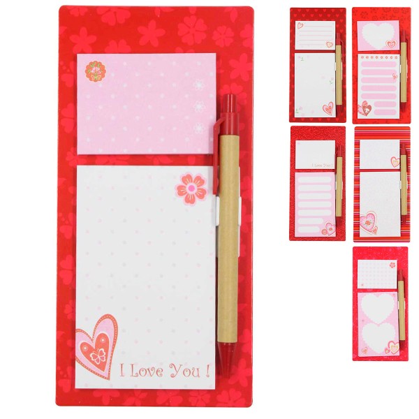 Bloco de Anotação Coração C/ Caneta 9,8x20cm em Papel Interponte