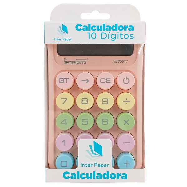Encontraproduto.com.br - Calculadora de Mesa Color 10 Dígitos 14,9x9,2cm em Plástico Interponte