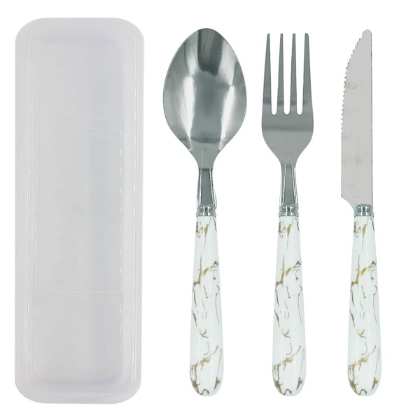 Encontraproduto.com.br - Kit Talher C/ Estojo 3 Peças em Aço Inox Interponte