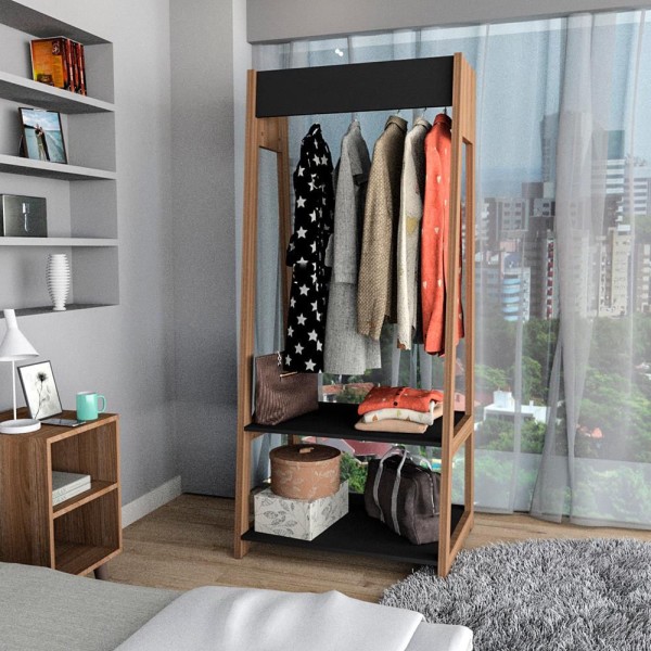 Encontraproduto.com.br - Arara Appunto Ara4001 com 2 Prateleiras e 1 Cabideiro