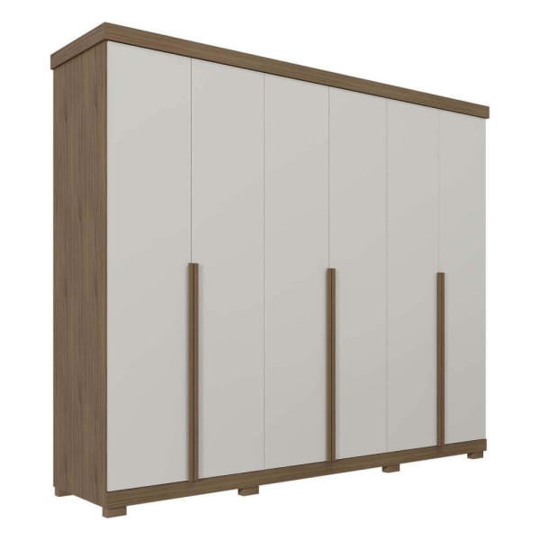 Guarda Roupa Panan Guarapari 6 Portas com Pés 100% MDF - Avelã/Off White