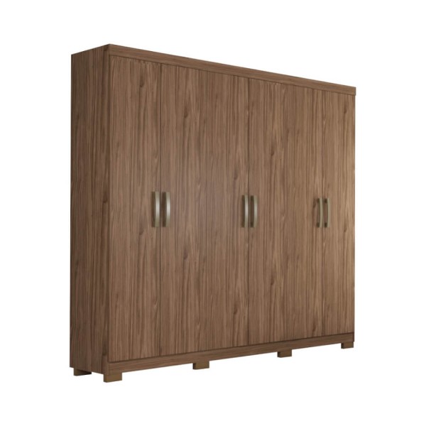 Encontraproduto.com.br - Guarda Roupa Panan Clara Flex 6 Portas com Espelho Interno 100% MDF - Avelã