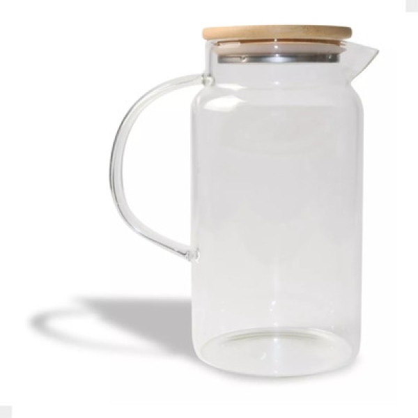 Encontraproduto.com.br - Jarra de vidro com tampa de bambu 1,2L Oikos