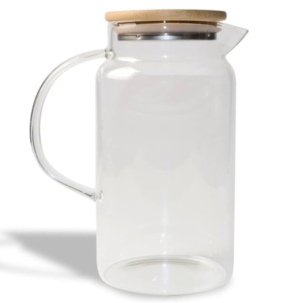 Encontraproduto.com.br - Jarra de vidro com tampa de bambu 1,2L Oikos