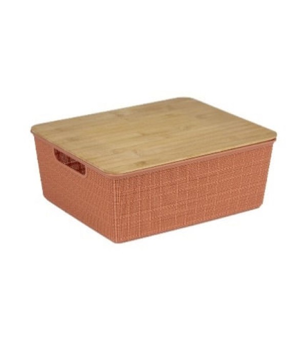 Caixa Organizadora com Tampa de Bambu Terracota Oikos 12L