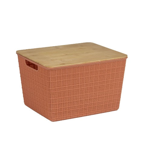 Caixa Organizadora com Tampa de Bambu Terracota Oikos 18L