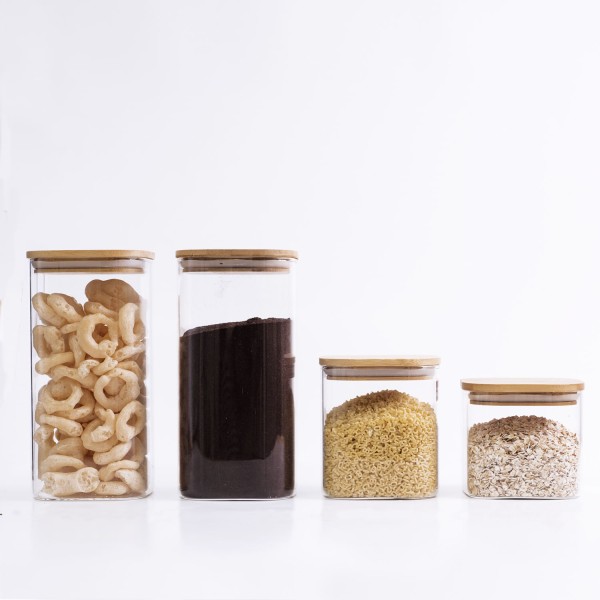 Kit Potes De Mantimento Quad Flat 600/800/1400ml - 4pçs